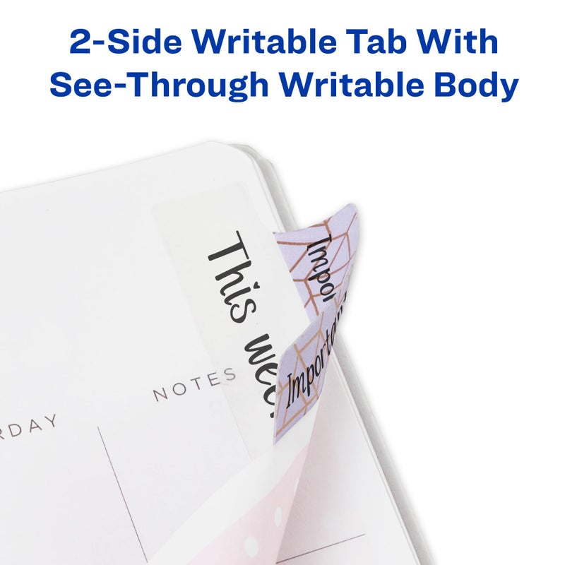 Avery Margin Ultra Tabs, 2.5" x 1", Assorted Metallic Geometric Designs, 24 Repositionable Page Tabs (30123) - Image 5